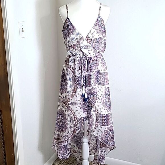 Charlotte Russe High-Low Wrap Dress with Spaghetti Straps, Size Medium - Picture 1 of 12